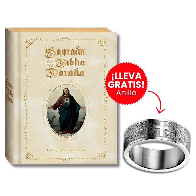 Palabra Divina - SAGRADA BIBLIA DORADA + ANILLO PADRE NUESTRO