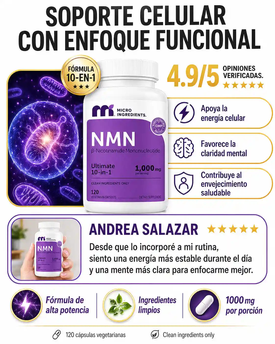 NMN 10 EN 1 ANTI-EDAD MICROINGREDIENTES